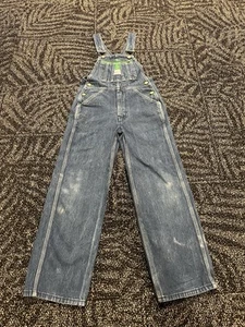 Vintage Y2K Liberty Overalls Youth (Sz 12, 24x28) Distressed Blue Denim M - Picture 1 of 24