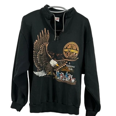 Harley Davidson Eagle Santa Rosa, CA Pullove raro de colección años 80 1987 A Righteous Ride Foto 1 de 4