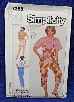 Vintage 80s Pattern Simplicity 7388 Suspender Pants Capri Shorts Overalls 25-28" - Image 1 of 2