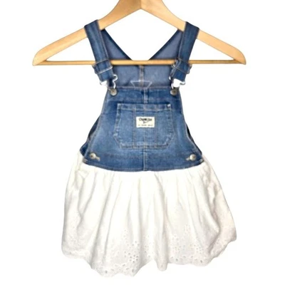 Nuevo con etiquetas Vestido OshKosh B'gosh Mono Bebé Bordado Ojales Parte Inferior Estilo Granja 24M Foto 1 de 4