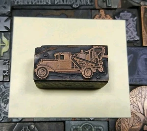 Antique VTG Copper Truck Letterpress Print Type Ornament Cut Stamp Block - Picture 1 of 2