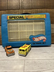 1976 Hot Wheels Great Getaway Set Blue 12 Car Case with Tray + 2 Vehicles READ - Picture 1 of 24