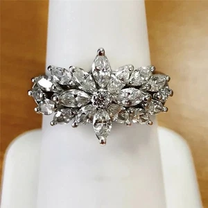 3 Ct Marquise Cut Lab-Created Diamond Wedding Party Rings 14K White Gold Filled - Picture 1 of 5