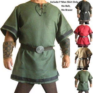 Medieval Norman Viking Costume Short Sleeve Tunic Top For Halloween Parties - Picture 1 of 8