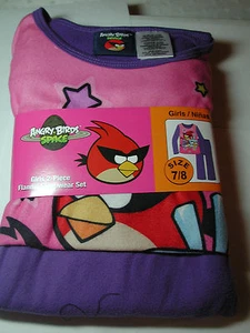 New Girls Angry Birds  2 piece Flannel Pajamas Sleepwear Set Size 7/8 - Picture 1 of 2