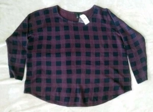 Lane Bryant Burgundy and Black Acrylic Long Sleeve Sweater Size 22/24 NWT - Picture 1 of 5