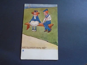 COMIC PC: "HOPE TOLD A FLATTERING TALE" COURTING COUPLE by HAMISH - PRINTED/1904 - Picture 1 of 2