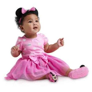 DISNEY STORE PINK MINNIE MOUSE 2 PCS BABY BODYSUIT DRESS: 12/18 NWT - Picture 1 of 3