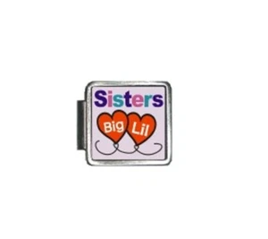 9mm Italian Charm E8 Sisters Big Little Lil Sister Fits Classic Size Bracelet - Picture 1 of 1