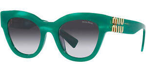 Miu Miu Women's Green Chunky Cat Eye Sunglasses- MU01YS 15H09S 51 Made in Italy