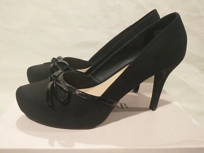 Zapatos de vestir Justfab Misha con lazo para mujer textiles sexy tacones negros talla 10 M Foto 1 de 4