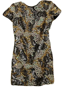 Dress the Population Beverly Sequin Mini Dress Short Gold Silver Black Size S - Picture 1 of 5