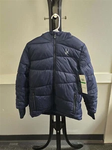 Spyder Youth Boy's Frontier Blue Hooded Puffer Jacket-Size L (14/16) - Picture 1 of 4
