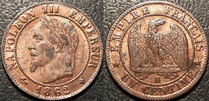 Napoléon III - 1 centime tête laurée 1862 BB, Strasbourg, SUP/SPL - F.103/5 - Picture 1 of 1