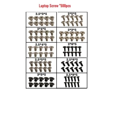 500PCS Laptop Notebook Computer Screws for HP Dell Samsung Toshiba Acer MSI - image 1 of 4