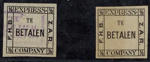 Transvaal Bakker Express 1887 1/2d Error for 2d TE BETALEN MOG & Used GEM - Picture 1 of 2
