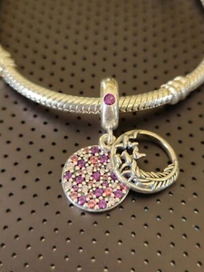 New Authentic Pandora Pavé Feather Dangle Charm - Picture 1 of 9