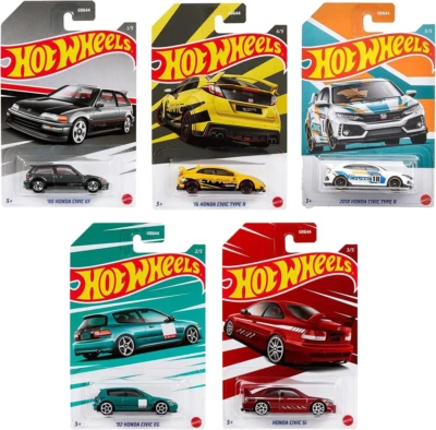 GDG44 HFW38 979V | Honda Civic Anniversary Themed Assortment Set of 5 HotWheels - Image 1 of 2