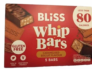 Bliss Whip Bars Caramelised Biscuit Gluten Free 80 Calorie 4 Boxes of 5 Bars - Picture 1 of 4
