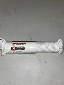 Hyper Tough Diamond-Braided Poly Clothesline, 7/32 IN x 100ft, White - Picture 1 of 2