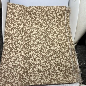 Fabric Remnant Tan Brown Flower Vines Neutral 17x42” Cotton  - Picture 1 of 3
