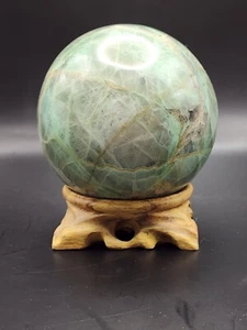 3 Lb 6.2 Oz Natural Green Moonstone Sphere - With Stand - Picture 1 of 7