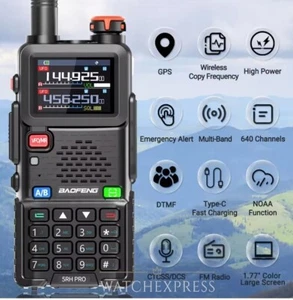BAOFENG 5RH PRO WALKIE TALKIE 2025 RICETRASMITTENTE RADIO CON GPS DUAL BAND NEW - Foto 1 di 11