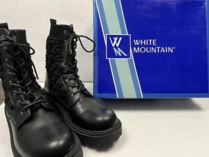 White Mountain Shayne Lace Up Textile Lug Combat Boots Women's Sz 9.5 EUC in Box - Picture 1 of 11