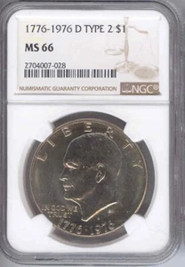 1776-1976 D Eisenhower Dollar $1 Type 2 NGC MS 66 - Picture 1 of 2