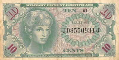 USA / MPC  10  Cents  1964  Series  641  Plate # 61  Circulated Banknote III - Image 1 of 2
