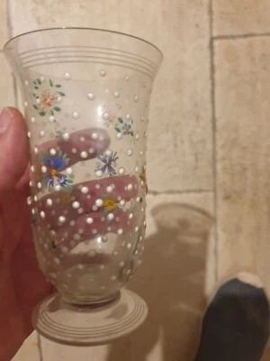 VERRE EMAILLE ANCIEN EN PARFAIT ETAT , DEBUT XXeS HAUTEUR 14 CM - Photo 1/4