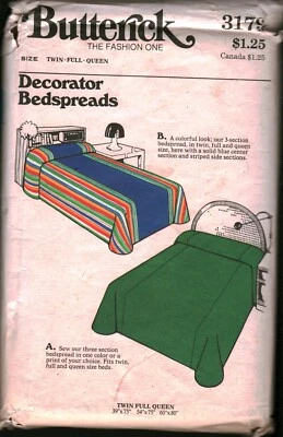 3179 Vintage Butterick Pattern Crafts Home Decorating Bedspread Coverlet CUT - Image 1 of 2