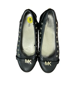 Michael Michael Kors Black Slide On Shoes Lillie Leather Moccasin Girls Size 5 - Picture 1 of 5