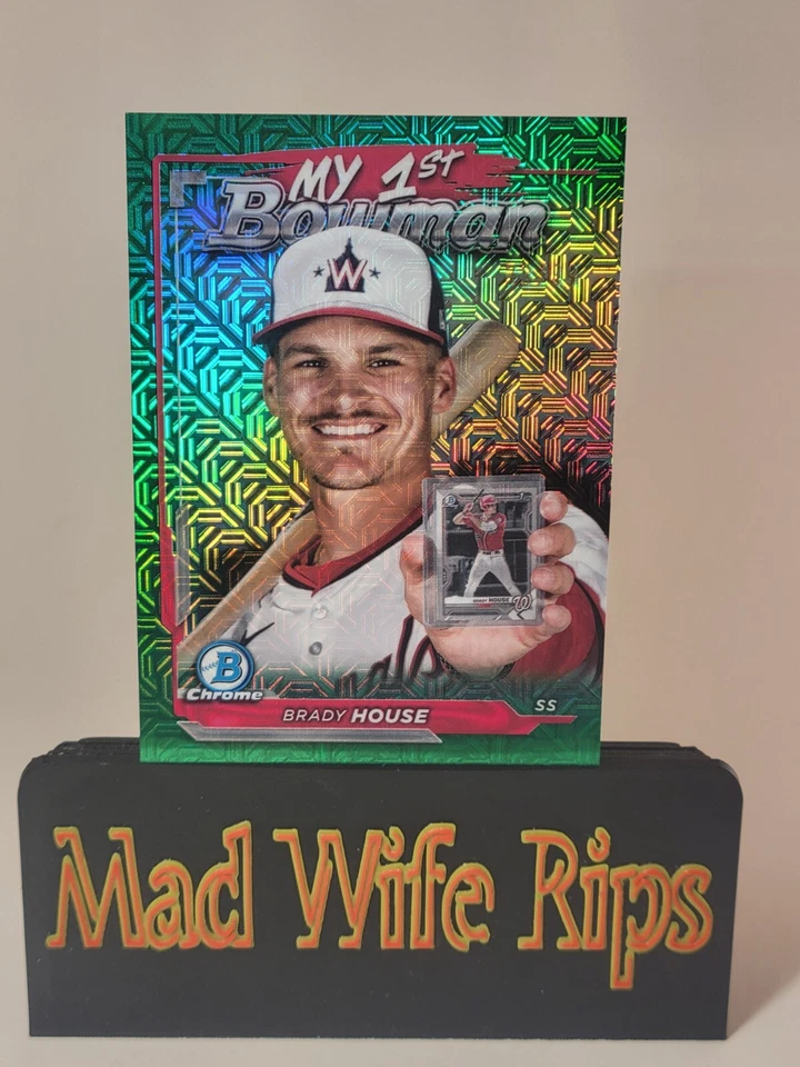 2024 Bowman Chrome Mega Brady House My 1st Bowman Green Mojo /99 - Nationals  SP - Image 1 of 4