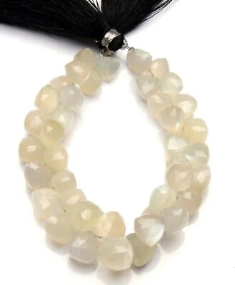 Natural Gem White Moonstone Beads for Jewelry Making 8-10MM 3D Trillion Shape 6" - Image 1 of 4