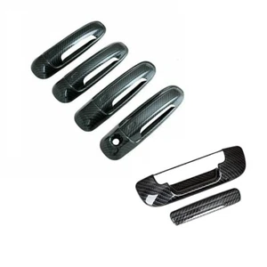 For 2002-2008 Ram 1500 Black Carbon Fiber Look 4 Door Handle + Tailgate Covers - Picture 1 of 1