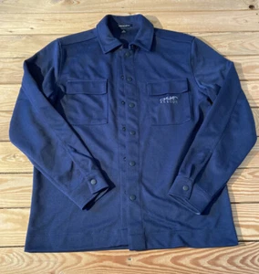 Our Rescue mercer + mettle Men’s Snap Front Long sleeve logo shirt sz M navy Sf3 - Picture 1 of 8