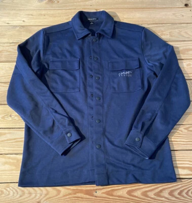 Our Rescue mercer + mettle Men’s Snap Front Long sleeve logo shirt sz M navy Sf3 - Image 1 of 4