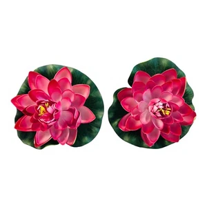 2pcs Pink Lotus Flower Water Lily Faux Plant Floating Plant Pond Decoration - Picture 1 of 2