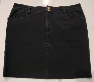 Vestido negro Chaps carrera falda recta bolsillos elásticos botón dorado para mujer 14 Foto 1 de 4