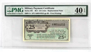Series 461 Military Payment Currency, 25 Cents Replacement - PMG 40 EPQ  !! - Picture 1 of 3