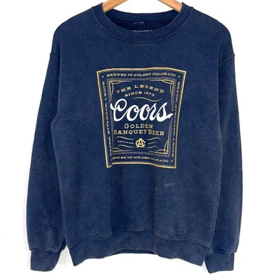 Moletom Urban Outfitters Coors Banquete Gola Redonda Azul Marinho Tamanho Pequeno Novo com etiquetas  - Imagem 1 de 4