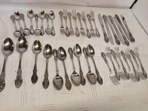 Vintage Springtime Stainless Flatware Spoons, Forks, Knives, Japan lot of 42 Pcs - Picture 1 of 7