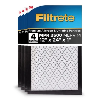 Filtro de aire para horno de CA 12x24x1, MERV 14, MPR 2500, alto rendimiento premium Al... Foto 1 de 4
