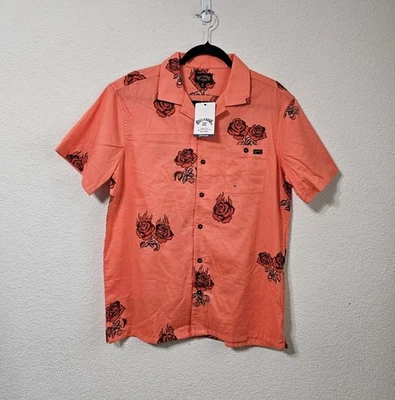 Рубашка мужская Billabong M с коротким рукавом на пуговицах с розовым карманом из органического хлопка вискозы - Изображение 1 из 4