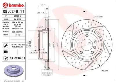 2x Disque de frein rainuré/perforé 09.C246.11 BREMBO pour BMW 3 Touring 3 1 - Photo 1/4