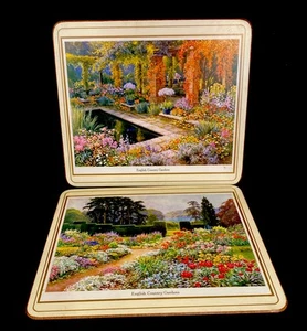 Par de manteles de pimpinela “Jardines de campo ingleses” 8,5x7,5” con respaldo de corcho - Imagen 1 de 4