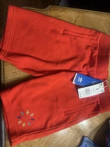 New Adidas Originals Kids Red Shorts Drawstring, Pockets, Size Small - Picture 1 of 10