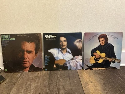 Merle Haggard Set Of 3 Vinyl Records Vintage Country Music - Imagem 1 de 4