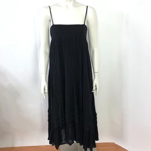 Free People Small Textured Tiered Women's Cotton Blend Maxi Dress Black HRJ - Picture 1 of 12